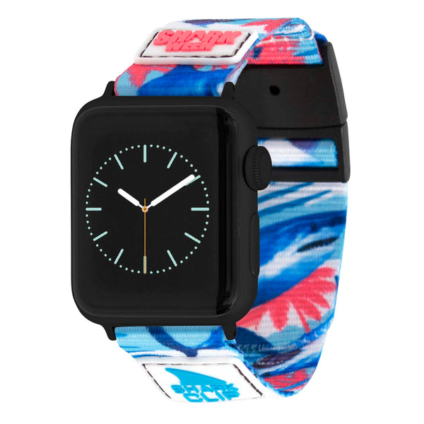 A Freestyle APPLE WATCH™ with a black face and a blue, red, and white Miami Bites Clip Strap, without any time or date displayed.