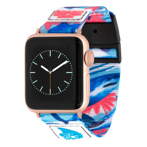 The Freestyle APPLE WATCH™ CLIP STRAP SW MIAMI BITES features a floral Shark Clip Strap and a classic watch face design.