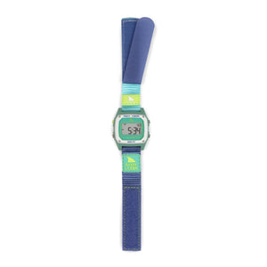 Freestyle Caroline Marks Signature Shark Classic Leash Melbourne, a digital surf watch featuring a green face and blue strap.