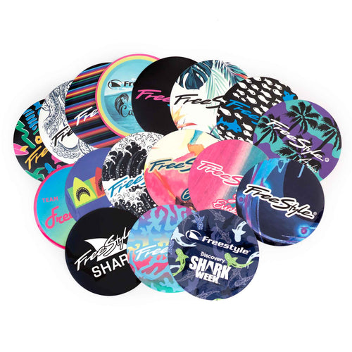 Freestyle Waterproof Stickers - 5 Pack by Freestyle: colorful, playful stickers with bright summer-inspired designs that are vivid and waterproof.